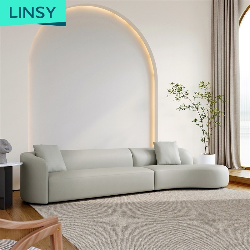 Linsy High Quality Luxury Italian Modern Fabric Sofa Set Half Moon Designs Couch Furniture Living Room Sofas Tbs019