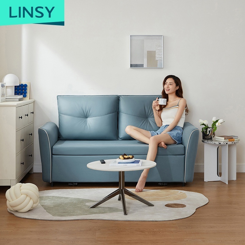 Linsy Blue Lightweight Extension 2 Seater Sleeping Sofa Beds Thailand Folding Living Room Furniture Sofa Cum Bed G013