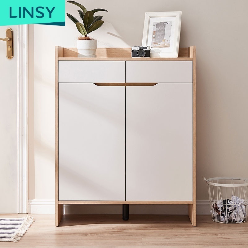 Linsy High Quality Modern Wooden Shoe Storage Cabinet Rotating Shoe Rack Box Designs Wood Furniture JF2N