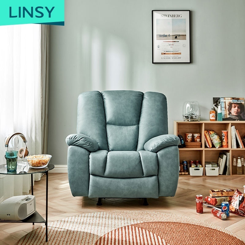 Linsy New Design Nordic Metal Frame Sofa Chair Single Blue Rocking Multifunctional Foldable Trend Recliner Chairs LS355SF2