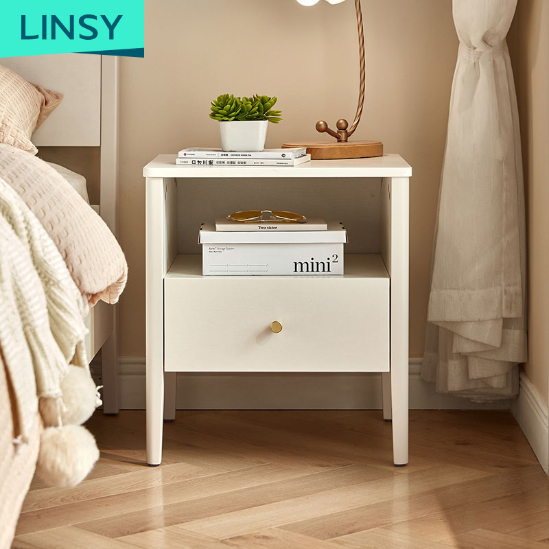 Linsy Bedroom Furniture Night Stand Hidden Compartment Wooden Legs Bedside Table