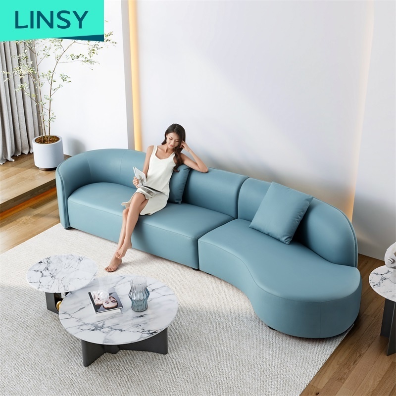 Linsy High Quality Luxury Italian Modern Fabric Sofa Set Half Moon Designs Couch Furniture Living Room Sofas Tbs019