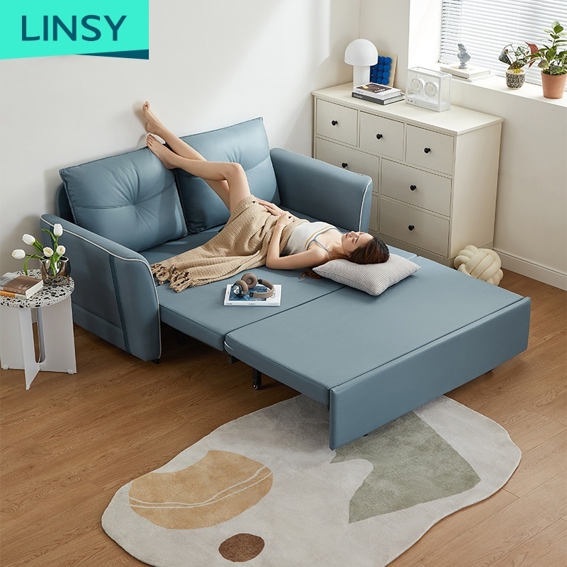 Linsy Blue Lightweight Extension 2 Seater Sleeping Sofa Beds Thailand Folding Living Room Furniture Sofa Cum Bed G013