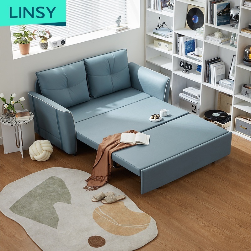 Linsy Blue Lightweight Extension 2 Seater Sleeping Sofa Beds Thailand Folding Living Room Furniture Sofa Cum Bed G013