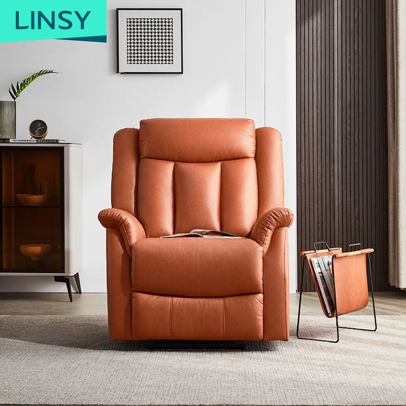 Linsy  Luxury French Single Corner One Seat Home Theater Cinema Orange Recliner Chair Lazy Sofa Ls316Sf2