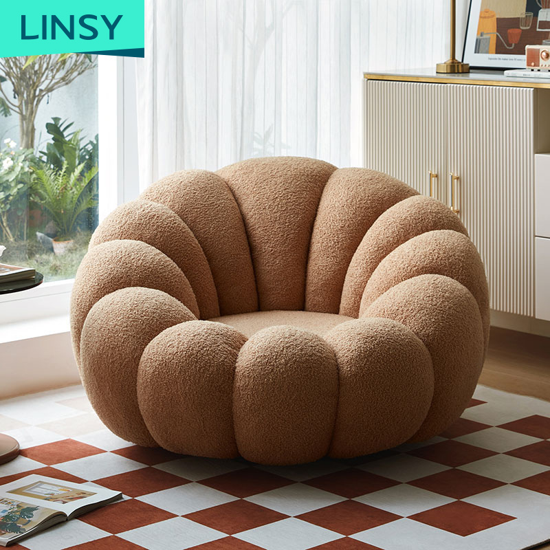 Bedroom Small Size Lazy Couch Balcony Plush Velvet Chair Sofa