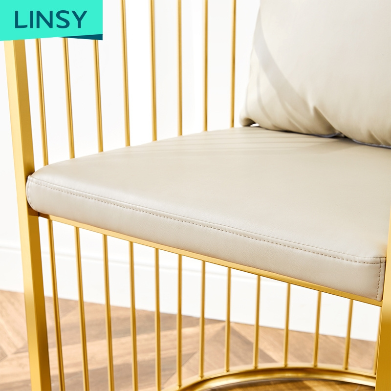 Linsy China Foshan French High Back Gold Stainless Steel Chair For Living Room Lounge Chairs Italian Louvre Mall 215+1