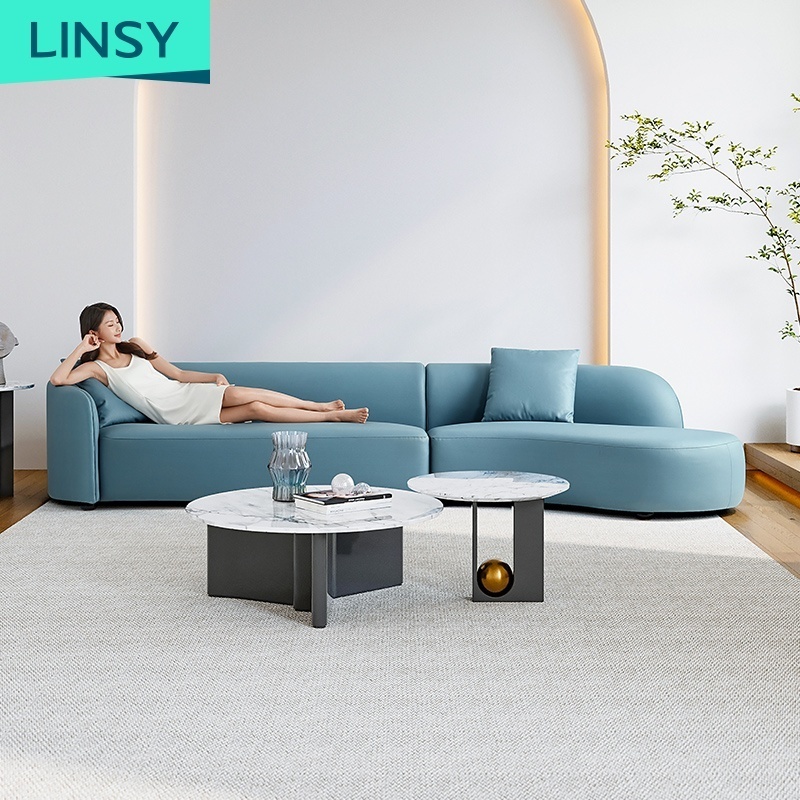 Linsy High Quality Luxury Italian Modern Fabric Sofa Set Half Moon Designs Couch Furniture Living Room Sofas Tbs019