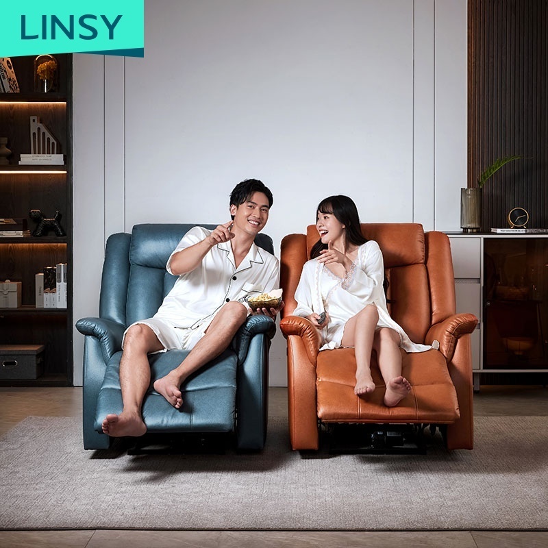 Linsy  Luxury French Single Corner One Seat Home Theater Cinema Orange Recliner Chair Lazy Sofa Ls316Sf2