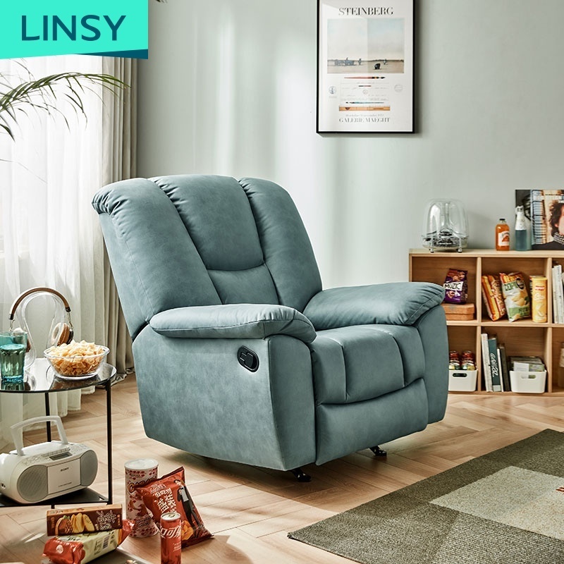 Linsy New Design Nordic Metal Frame Sofa Chair Single Blue Rocking Multifunctional Foldable Trend Recliner Chairs LS355SF2