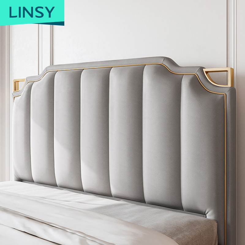 Linsy High Quality Luxury Fabric Double Bedroom Bed Set Nordic King Size Bed RAX3A