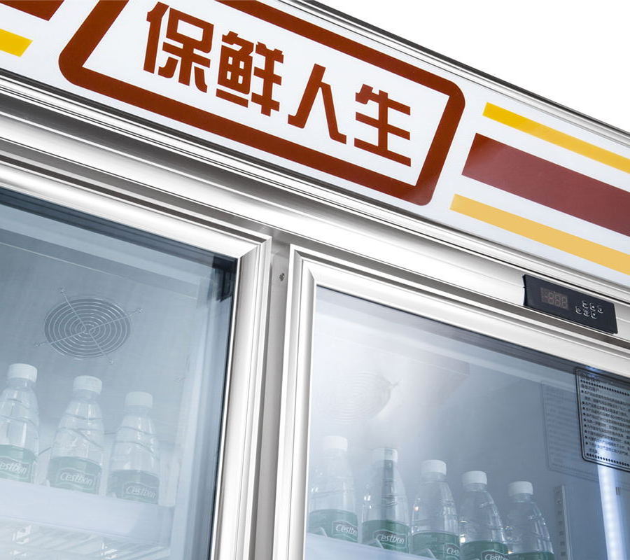 Lintee pepsi drink double fog proof glass doors door fridge freeze commercial refrigerator chiller equipment