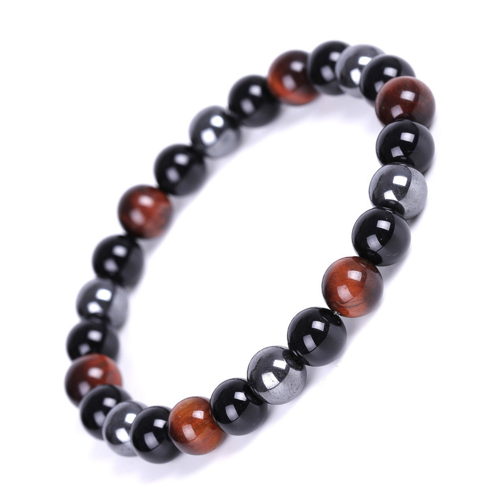 2023 New arrival fashion wholesale gemstone jewelry hematite beads blue red green tiger eye natural stone bracelets for men