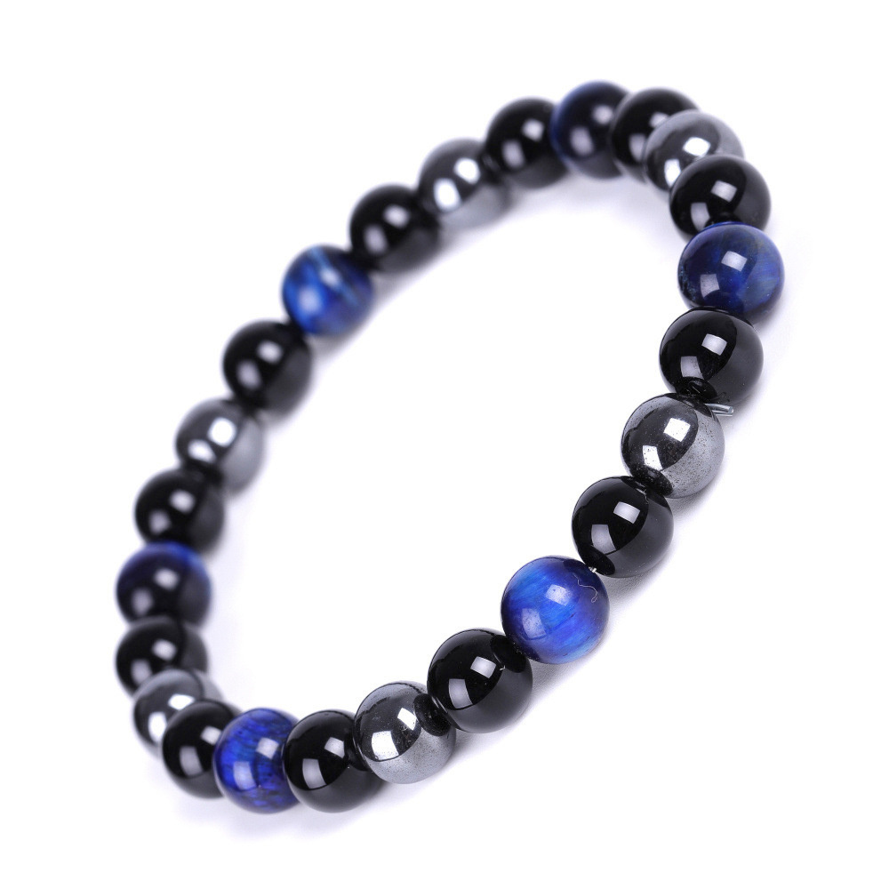 2023 New arrival fashion wholesale gemstone jewelry hematite beads blue red green tiger eye natural stone bracelets for men