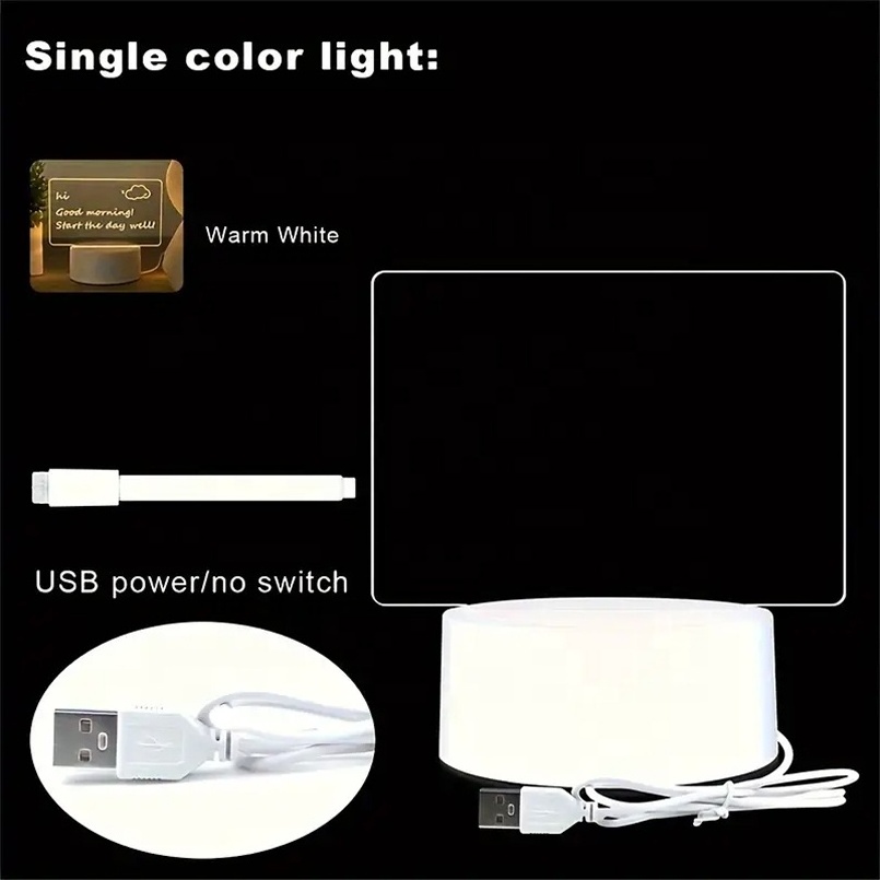 3D Creative Visualization Lamp Note Board LED Night Light USB Message Board 3D Light Base Acrylic LED Night Light For Kids