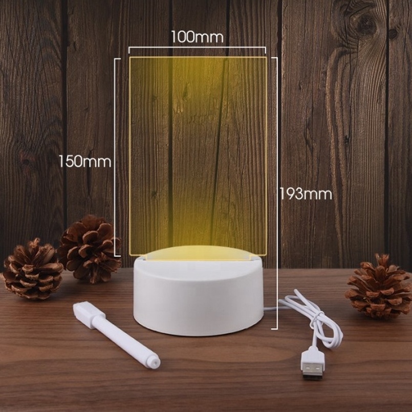 3D Creative Visualization Lamp Note Board LED Night Light USB Message Board 3D Light Base Acrylic LED Night Light For Kids