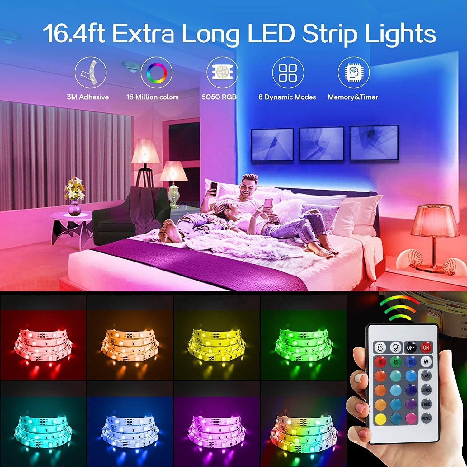 RGB LED Strip Cheap Price 12V Digital LED Strip Light RGB 10m SMD5050 Music Sync Color Changing App Smart Wifi LED Strip Light