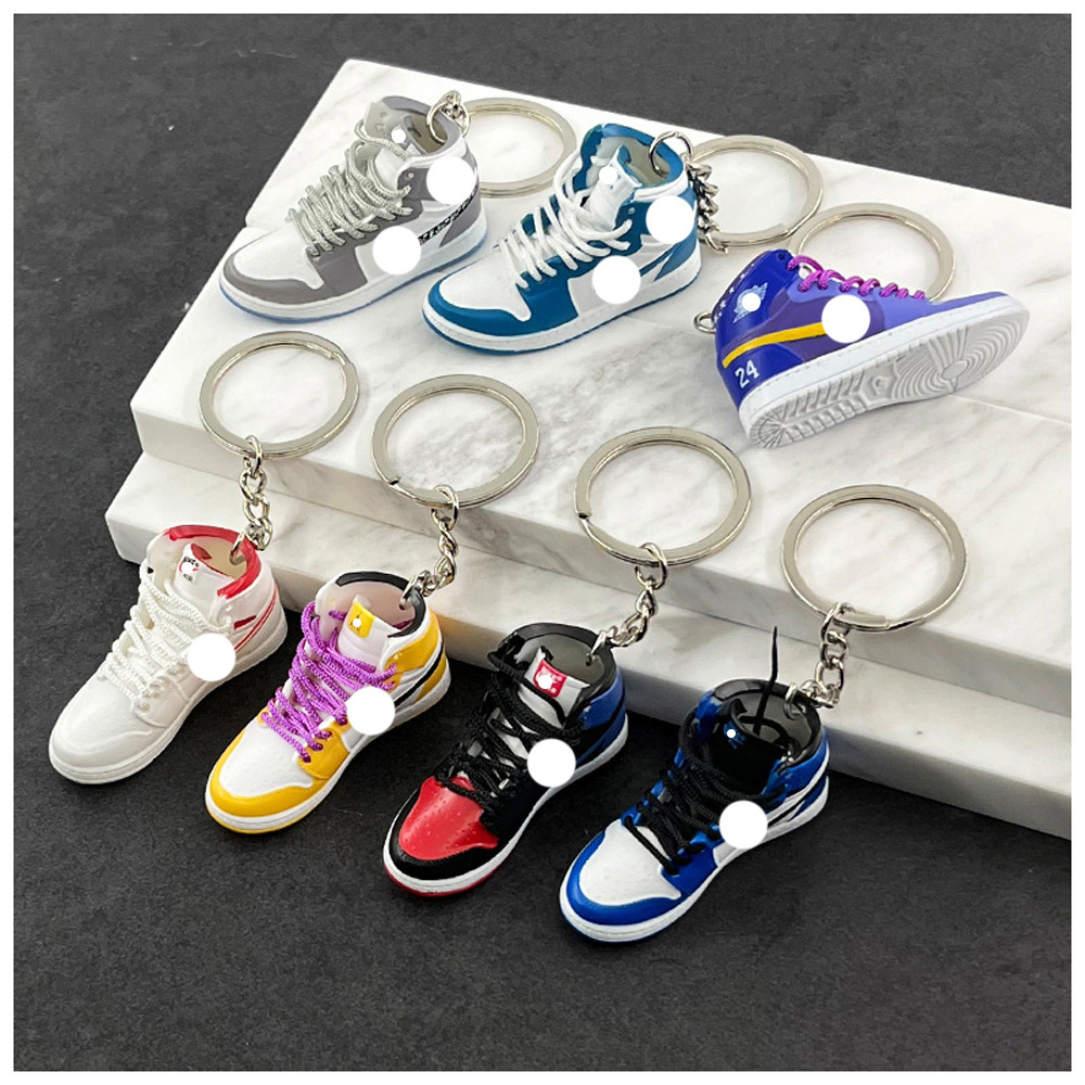 Basketball Shoes Model PVC Rubber Keychains Sneakers Key Chain Keyring Shoe 3D Mini Sneaker Keychain