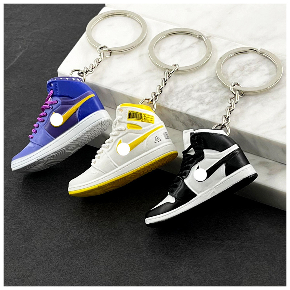 Basketball Shoes Model PVC Rubber Keychains Sneakers Key Chain Keyring Shoe 3D Mini Sneaker Keychain