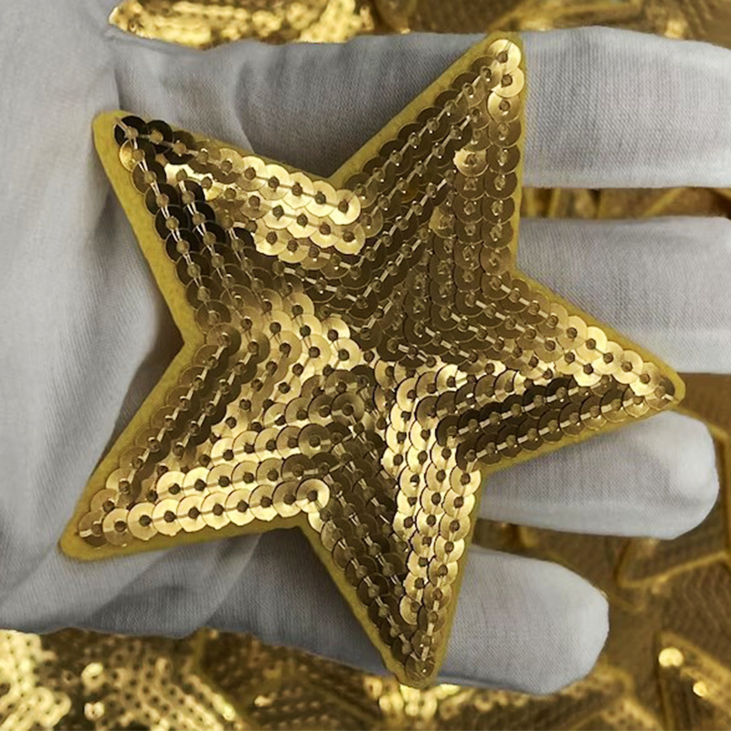 Manufacture Custom Embroidery Star Sequin Patch Iron On Sequin Star Patches Small Sequin For Clothing