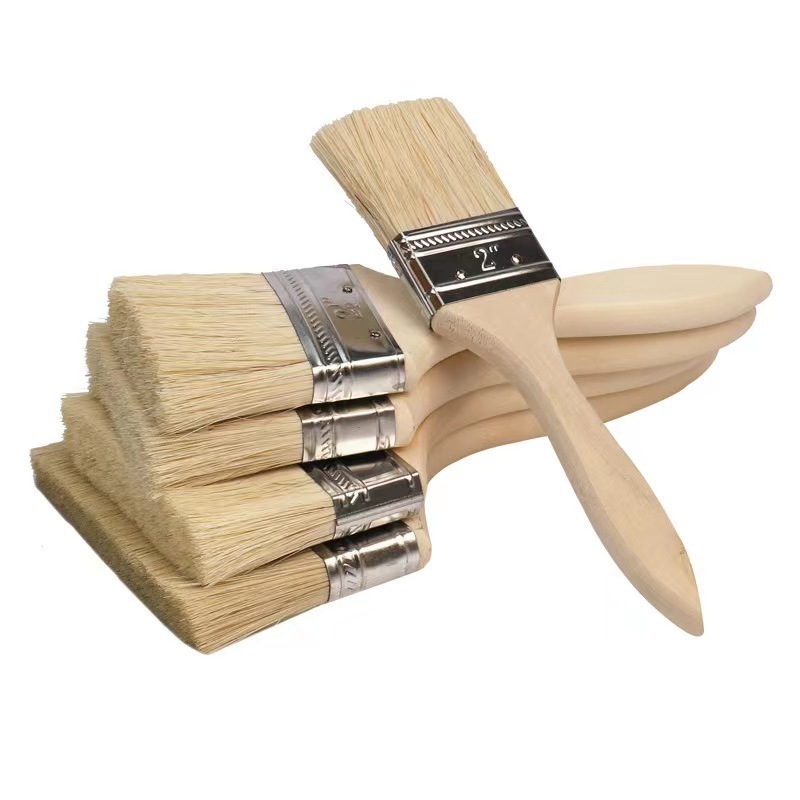 Painting brush natural bristle mixed with filament with wooden handle household paint brush