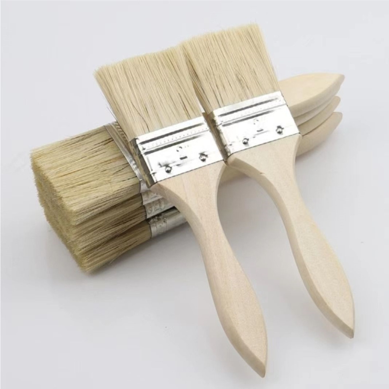 Painting brush natural bristle mixed with filament with wooden handle household paint brush