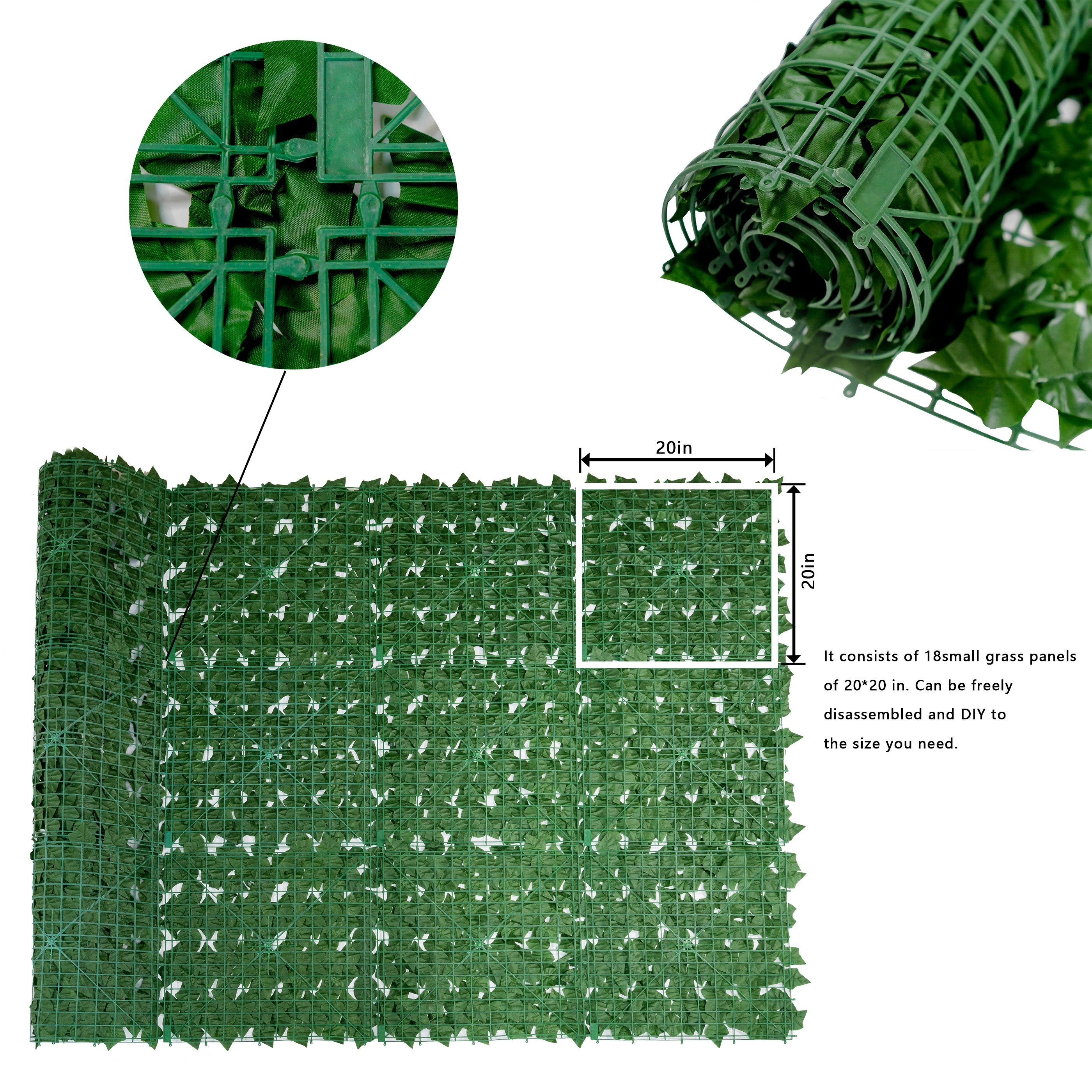 Linwoo Grass Fence Backdrop Outdoor Grass Wall Decor Edging Fence Belt Border Artificial Grass Fence