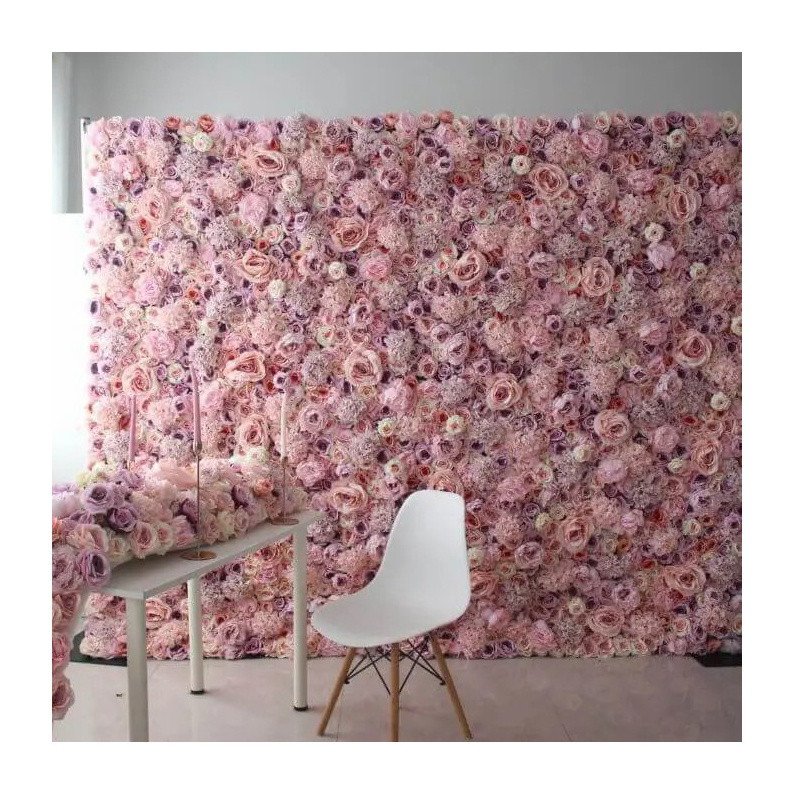 Linwoo Cloth Base Flower Backdrop Wedding Decor Flower Panel Wall Custom Floral Roses Peonies Artificial Flowers Wall