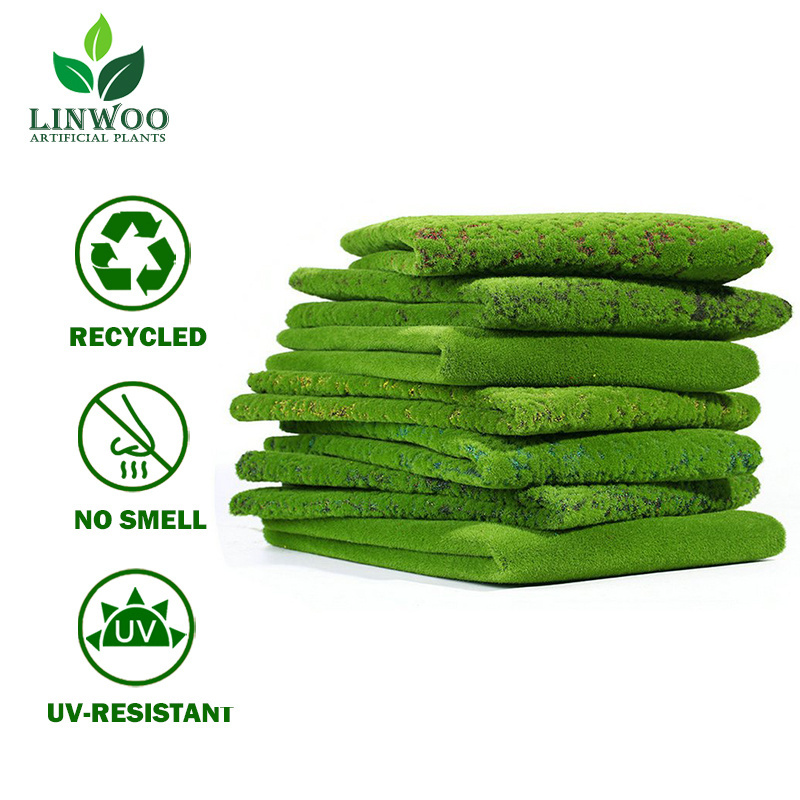 Linwoo Vertical Garden Faux Green Moss Green Decor Artificial Moss Rocks Decorative Moss Wall Panel