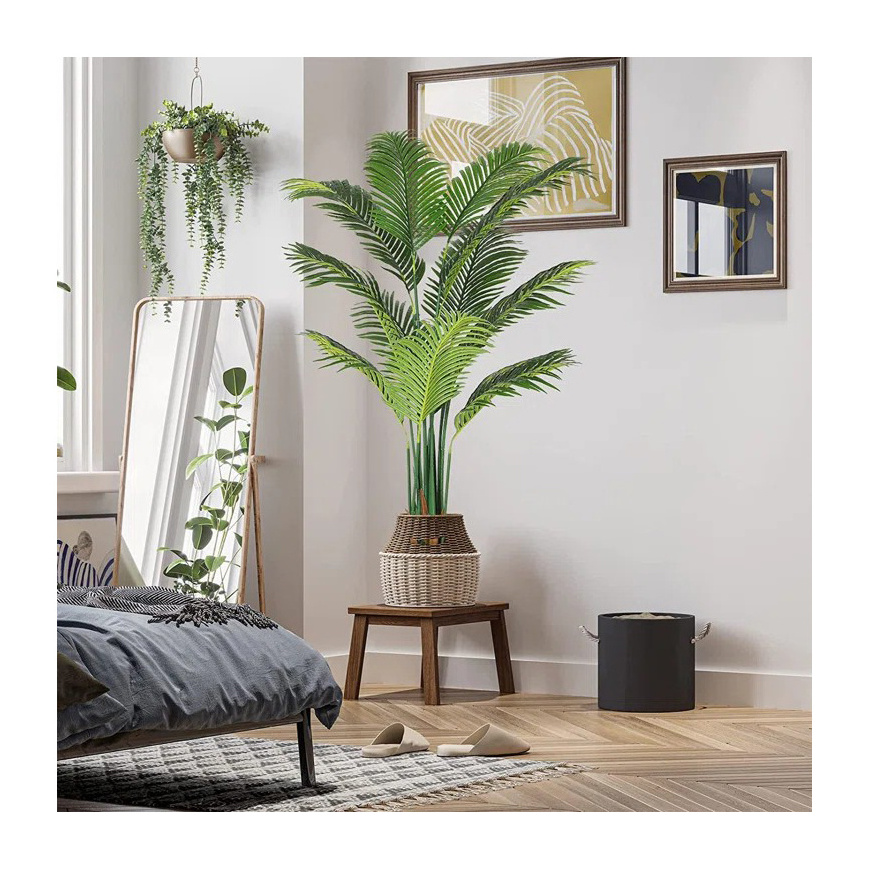 Linwoo High Quality Greenery Banana Palm Faux Bonsai Madagascar Palm Artificial Plant Trees For Indoor Decoration