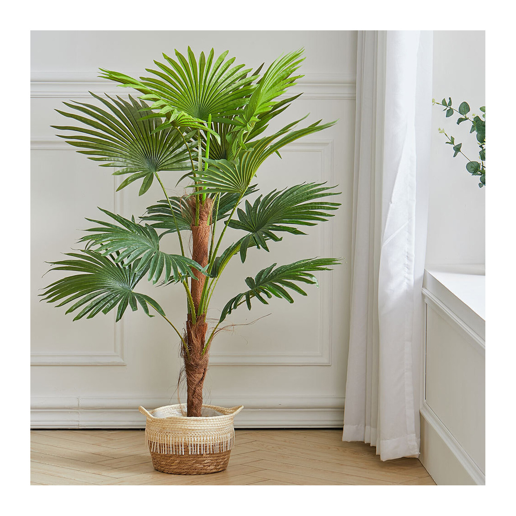 Linwoo High Quality Greenery Banana Palm Faux Bonsai Madagascar Palm Artificial Plant Trees For Indoor Decoration