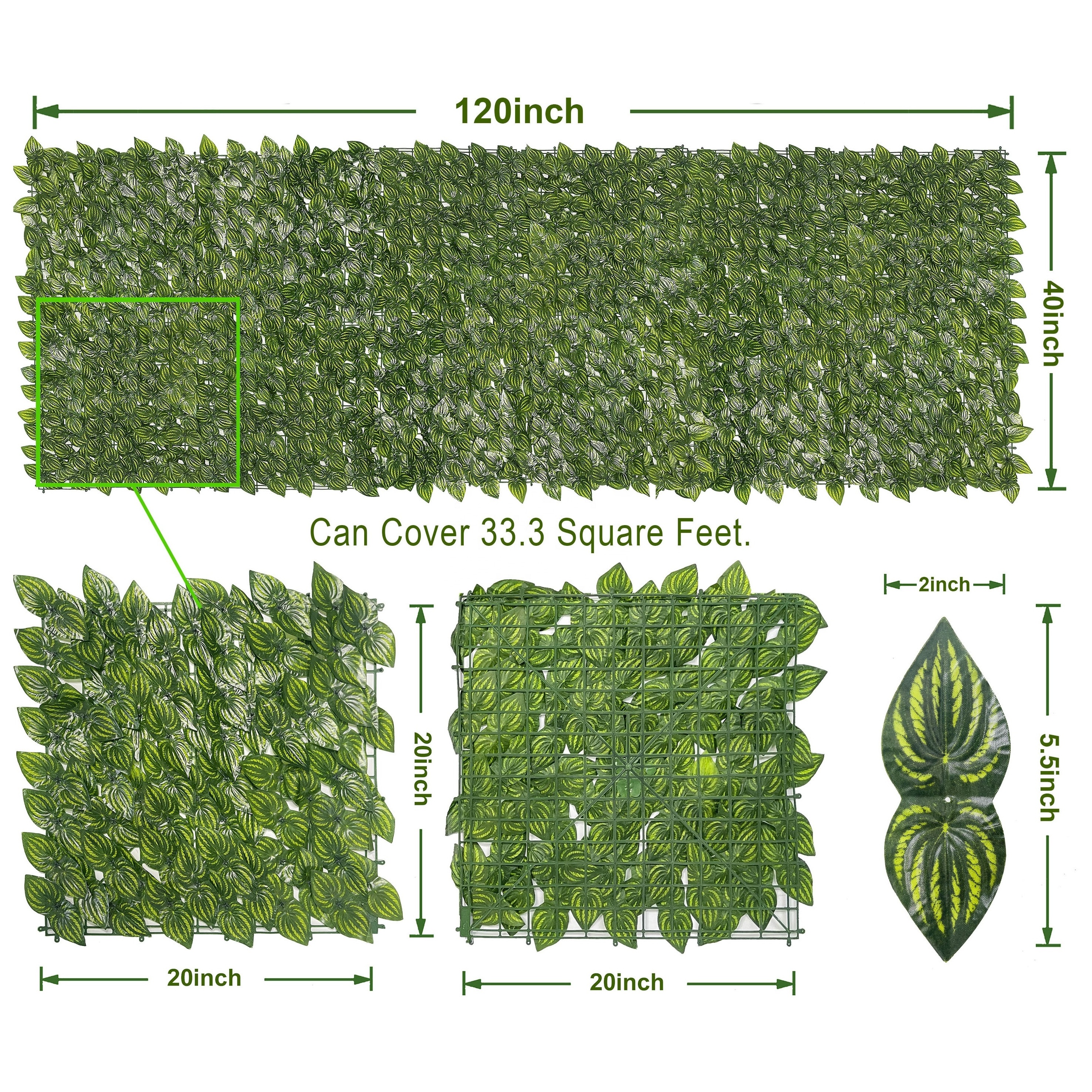 Linwoo Hedge Fence Green Leaf Artificial Grass Wall Roll Balcony Fence Cover Artificial Watermelon Leaves Fence