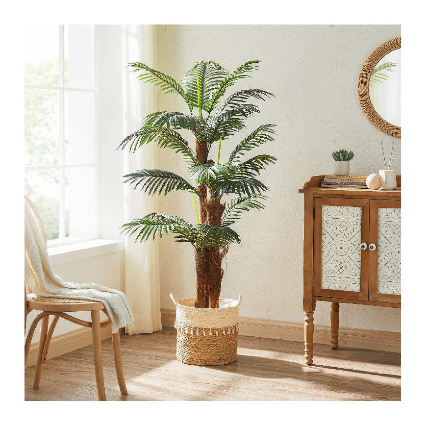 Linwoo High Quality Greenery Banana Palm Faux Bonsai Madagascar Palm Artificial Plant Trees For Indoor Decoration