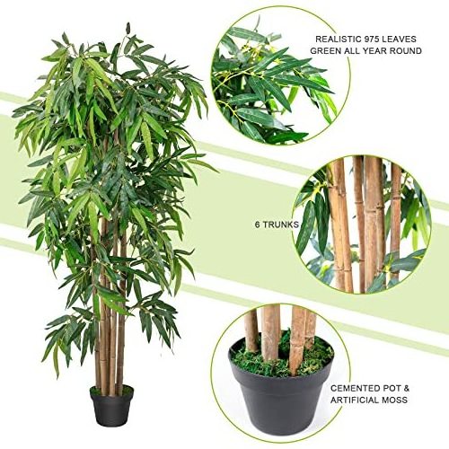 Linwoo 120cm-200cm Outdoor Fake Golden Bamboo Bonsai Potted Artificial Bamboo Screen Artificial Bamboo Tree Artificial