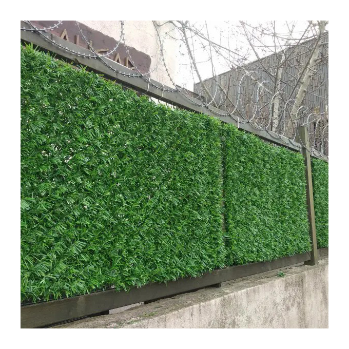 Linwoo  Free Sample Service 3m High Outdoor Backdrop UV Certified Artificial Grass Wall Decor with Boxwood Plastic Wire Fence