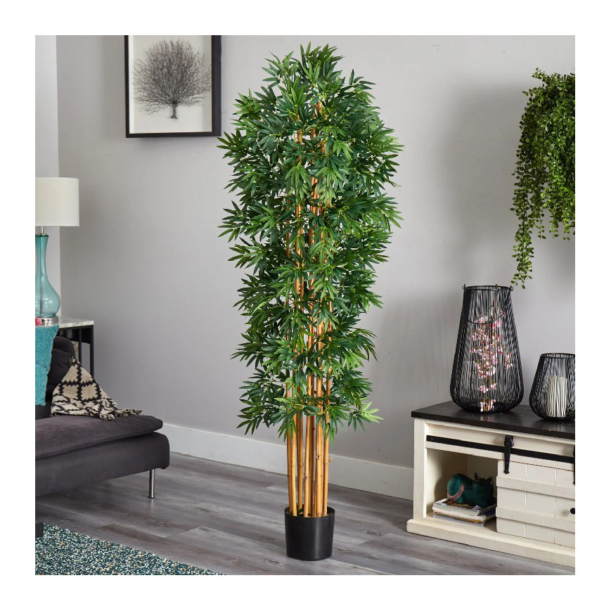 Linwoo 120cm-200cm Outdoor Fake Golden Bamboo Bonsai Potted Artificial Bamboo Screen Artificial Bamboo Tree Artificial