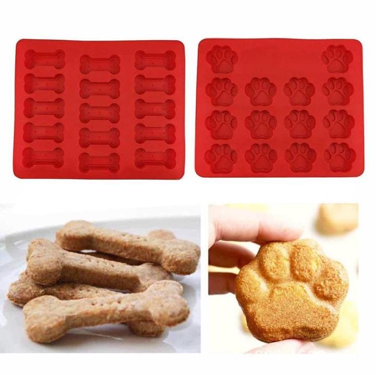 Food Grade Silicone Dog Treat Biscuits Chocolate Molds Puppy Dog Paw Bone Mold