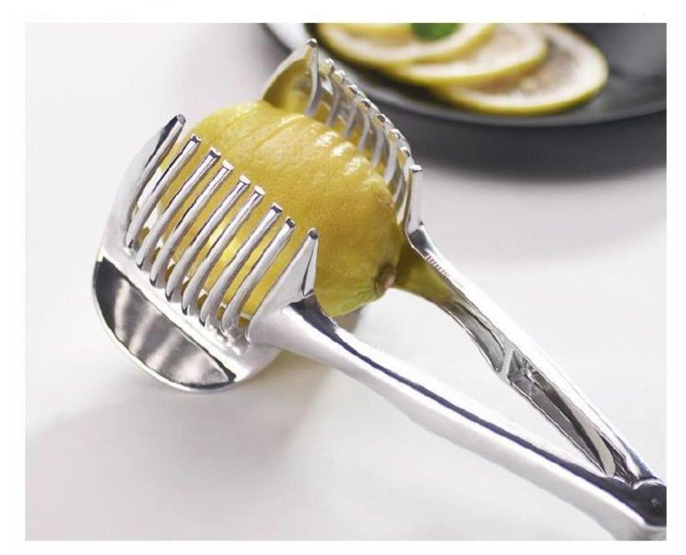 Vegetable Fruit Cutter Cooking Tools Kitchen Gadgets Handy Aluminum Alloy Onion Holder Potato Tomato Lemon Slicer