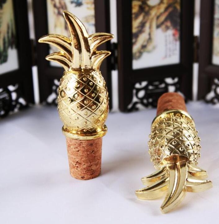 Wedding Party Decorations Creative Pineapple Shaped Wine Bottle Stopper Gold Metal Wine Cork Stopper