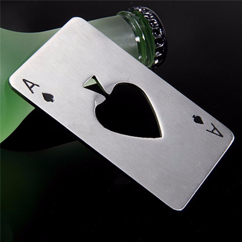 Custom stainless steel credit card bottle opener Creative poker shaped Beer Opener