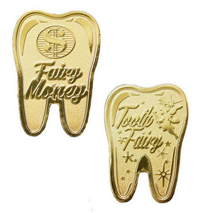 Hot Selling Tooth Fairy Coin Children's Teeth Exchange Gift Souvenir  Metal Commemorative Gold Coins Kids Teeth Change Gifts