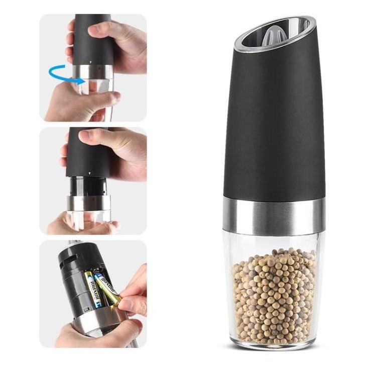 Kitchen Tools Plastic Pepper Grinders 7.9 Inch Salt And Pepper Grinder Mill Gravity Electric Salt And Pepper Grinder Gadgets