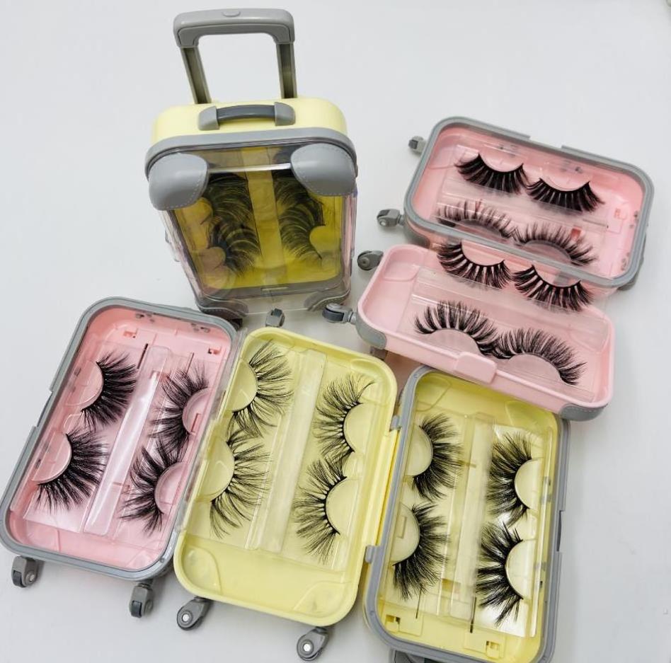 Wholesale Custom Empty Eye Lash Box Plastic Mini Luggage Small Eyelash Packaging Suit Case Eyelash Suitcase For Eyelashes