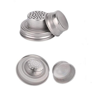 Mason Jar Shaker Lids Stainless Steel cover for Regular Mouth Mason Canning Jars Rust Proof Cocktail Shaker Dry Rub Cocktail