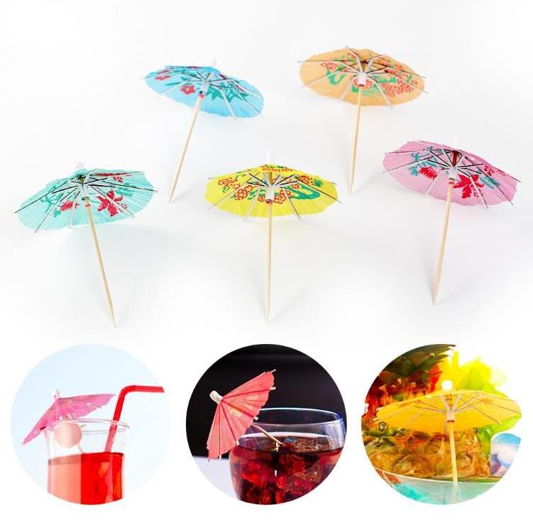 Promotional Party Bar Decoration Food Healthy Custom Drink Paper Pick Cocktail Umbrellas Dessert Table Decoration Props