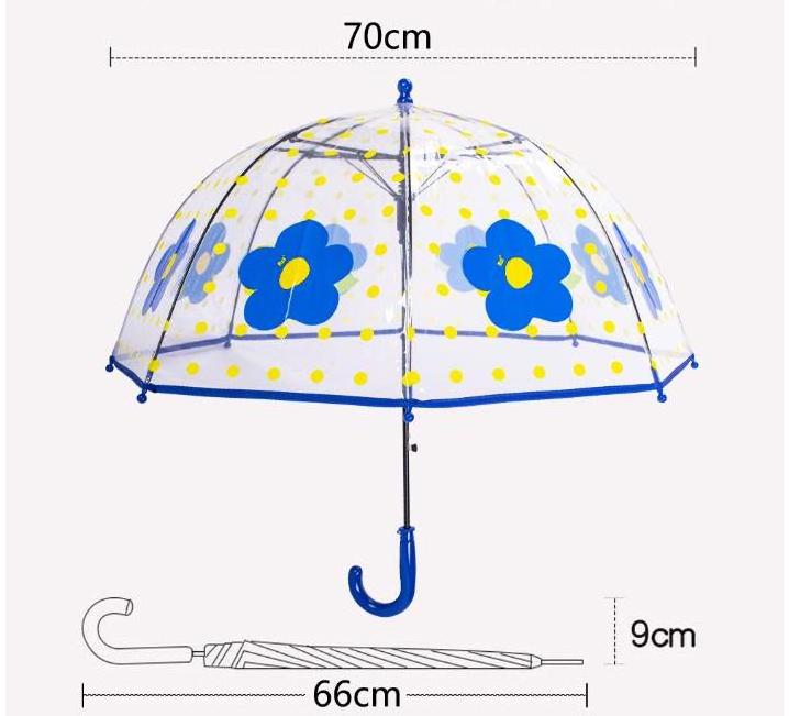 Children's Cartoon Transparent Parasol Dome Stick Umbrella Kids Cute Flower Bubble Clear Flower Rain Umbrellas