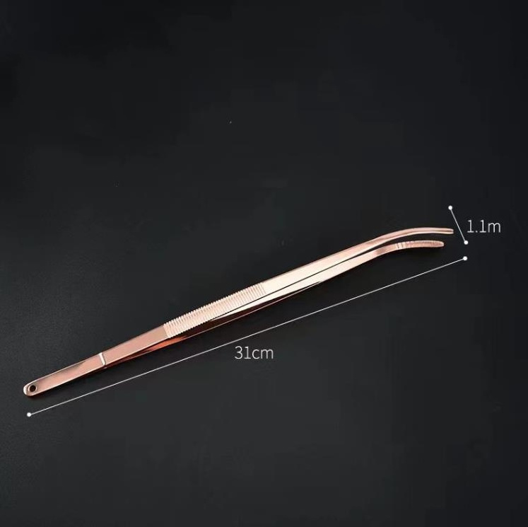 30cm High Quality Kitchen Tweezers Food Tweezer Garnish barbecue Tongs Barware Stainless Steel 304 for Chef Ice Custom Logo