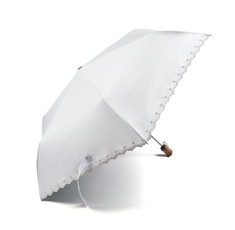 Black And White Automatic Vinyl Advertising Umbrella Anti UV Three-fold Embroidered Edge Folding Sun Umbrellas