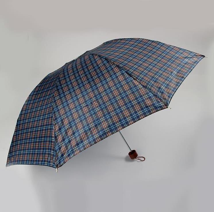 Wholesale Three Folding Grid Umbrella Custom Logo Windproof Rain Umbrellas Outdoor Grid Pattern Parapluie Gift for Men