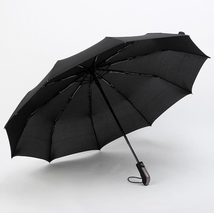 Anti UV 3 Folding Wind Resistant Auto Rain Sun Umbrella 10 Bone Fully Automatic Black Coateding Fold Umbrellas